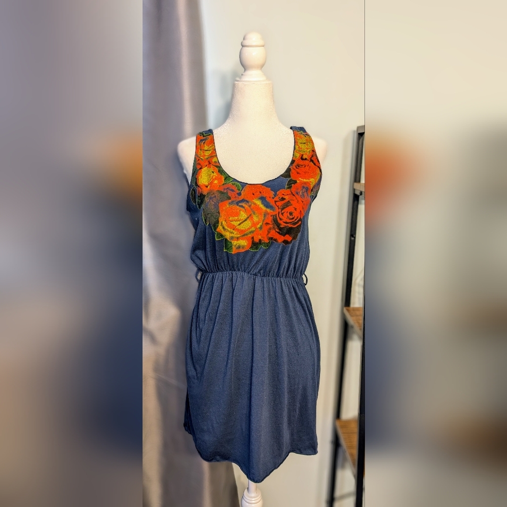 Floral Sleeveless Dress with Elastic Waist — Size Small